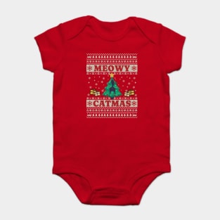 Ugly Sweater Cat in Tree Baby Bodysuit
